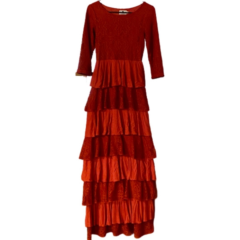 Dainty Jewells Burnt orange ruffle dress!